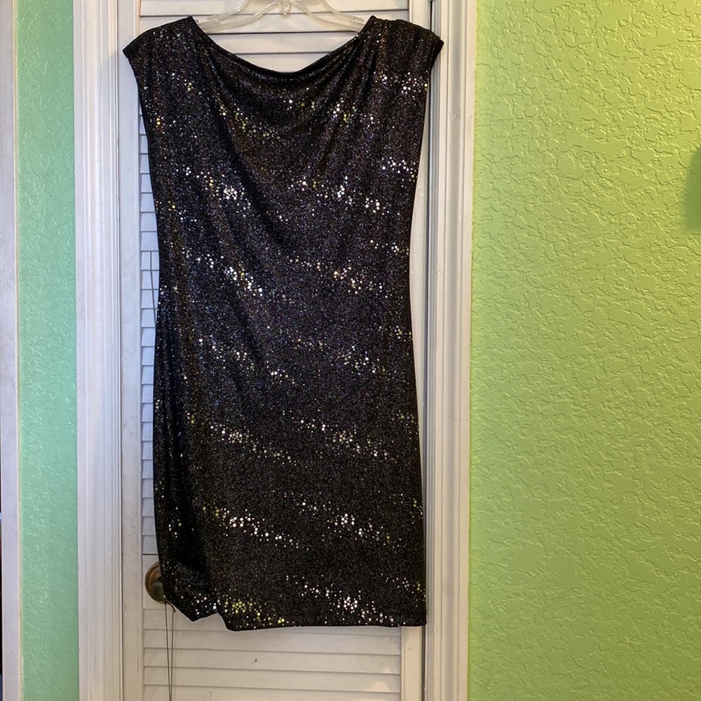 Allen B. By Allen Schwartz Woman’s Black Sparkly Backless Dress Medium